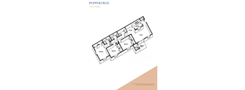 A black and white diagram of a house layout with the title "PEPPERTREE THE POTOMAC" at the top.